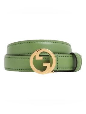Brand new Gucci Green Leather  Belt Gold Interlocking G Buckle size 120